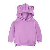 MRULIC Kleinkind Baby Sweatshirt Kapuzenpullover Lange äRmel Einfarbig Ohr Hoodie Outwear T-Shirt Tops Pullover Langarmshirt Kinderkleidung Jungen MäDchen Geburtstag Geschenk(Violett,90)