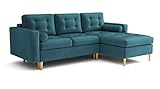 Venice Ecksofa mit Schlaffunktion im Samt Velours (Fresh 34, rechts)