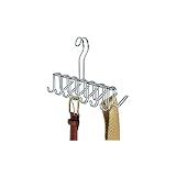 iDesign Krawattenhalter mit 14 Haken, kleiner Gürtelhalter aus verchromtem Metall, Hängeorganizer für Gürtel und Krawatten, silberfarb