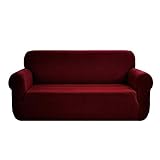 EBETA E Elastisch Sofa Überwürfe Sofabezug, Stretch Sofahusse Sofa Abdeckung Hussen für Sofa, Couch, Sessel 1 Sitzer (Weinrot, 185-235 cm)