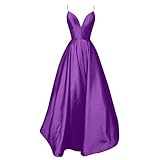 Abendkleider Cocktailkleid Maxikleider Brautjungfer Damenmode Einfarbig V Ausschnitt Kleider Bodenlang Sling Elegant Partykleid Hochzeit Ärmelloses Festlich Maxikleider Ballkleider (Lila, L)