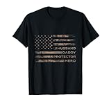 Herren Ehemann Papa Beschützer Helden Hemd Vatertag Flagge USA T-S