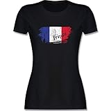 Fussball WM 2022 Fanartikel - Frankreich Vintage - S - Schwarz - Tshirt Damen Frankreich - L191 - Tailliertes Tshirt für Damen und Frauen T-S