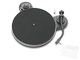 Pro-Ject RPM 1.3 Genie, Audiophiler Plattenspieler mit 2M Red und Abdeckhaube, Matt Schw