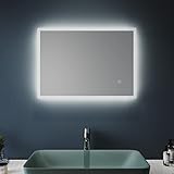 SONNI Badspiegel mit Beleuchtung 50x70cm beschlagfrei Wandspiegel Badezimmerspiegel mit Touchschalter Kaltweiß 6400K Badspiegel IP44 Energiesp
