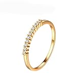 KnBoB Damen 18 Karat (750) Gelbgold Ringe Verlobungsring Bandring Rund Diamant 0.1ct Eheringe Verlobung Große 60 (19.1)