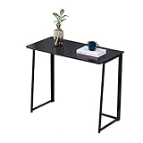 FEIYIYANG Beistelltische 35.4' Folding Computertisch No-Assembly Metallrahmen Kleine Schreibtisch Home Office Schreibtisch,Schwarz C