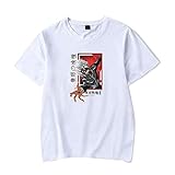 EDMKO Anime Tokyo Ghoul Kaneki Ken T-Shirt Japanes Manga Print Hemden Graphic Premium Kurzarm Herren Damen Atmungsaktiv Baumwolle T-Shirt,Weiß,5XL