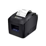Thermodrucker Munbyn 80mm Bondrucker USB Anschluss Ticketdrucker Quittungsdrucker ESC/POS NVLOGO Print Unterstützt, Auto-Cut Überhitzungsschutz 200mm/s Eingestellt-EU Printer Schwarz Update 2019
