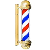 LED Barbers Pole Barber Shop Pole 65cm LED Barber Pole Light mit Aluminiumkappen Retro Style Leuchtschild Rot/Weiß/Blau Streifen Friseursalon Elektrisches offenes Schild W