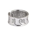 OOCA S990 Vintage Thai Silberring Offener Sechs-Wort-Mantra-Herz-Sutra Sterling Silber Herren- und Damenring