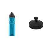 SIGG WMB Sports Blue Touch Sport Trinkflasche, (0,75 L), schadstofffreie und auslaufsichere Trinkflasche & Erwachsene Verschluss 3 Stage Sports Top Schraubverschluss, schwarz,