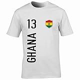 FanShirts4u Herren Fan-Shirt Jersey Trikot - Ghana - T-Shirt inkl. Druck Wunschname & Nummer WM (L, Ghana/weiß)