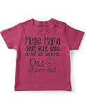 miKalino Baby/Kinder T-Shirt mit Spruch für Jungen Mädchen Unisex Kurzarm Meine Mama Denkt echt | handbedruckt in Deutschland | Handmade with Love, Farbe:himbeerpink, Grösse:80-86