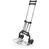 Brandson - Sackkarre klappbar aus Aluminium – Transportkarre 70 kg Last - 3,17 kg - Vollgummi Reifen – inkl. Expanderseil – gummierter Griff - Vollgummireifen – arretierbar auf 63/90 cm und 100