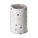 SPOTTED DOG GIFT COMPANY - Utensilienhalter im Katzen-Design - für die Küche - Geschenk für Katzenliebhaber und Katzenbesitzer - Weiß - 16 x 11 