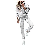 TIMEMEAN Sportanzug für Damen Herbst und Winter Sportbekleidung Jogginganzug Damen Traingsanzug 2 Set Fitness Pullover Tops Jogginghose Streetwear Outfit Freizeitanzug