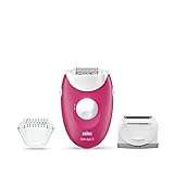 Braun Silk-épil 3 Beauty-Set, Epilierer Damen für Haarentfernung, Aufsätze für Rasierer, Trimmer und Massage für Körper, Geschenk für Frauen, 3-410, himbeer (raspberry)