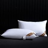 2er Set Luxuriöses Weißes Hotelkissen, Kissenkern ausgewählte, Obermaterial aus 100% Baumwolle, Kopfkissen 74 x 48 cm，Kopfk