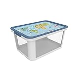 Rotho Albris Aufbewahrungsbox Weiss mit Design Deckel, Kunststoff (PP recycelt), blau, 45l, (58 x 39 x 27 cm)