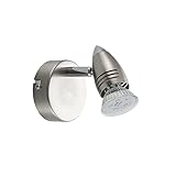 ELC LED Wandlampe, schwenkbar & drehbar, 1 flammig, inkl. 1 x 5W GU10 LED Leuchtmittel, Wandleuchte innen, Deckenspot warmweiss, Metall nickel matt chrom, LED Spot, S