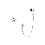 Religiöse Kreuz Ohr Lobe Knorpel Ohrring Clip Auf Helix Linear Lange Wrap Kette Ohr Manschette Ohrstecker Set 925 Sterling Silber Für F