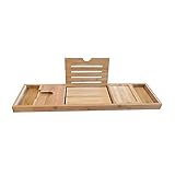 Badewannentisch Bambus Rutschfester Badewannenrahmen Multifunktionsbadewanne Mobiltelefon Flache Halterung Große Badewanne Tabletthalterung (Farbe: Bambusfarbe Größe: 82X22X4CM)