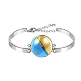 Yello und blaue Buntstifte Armreif für Frauen Mädchen, verstellbare Edelstahl Schmuck Armbänder Geburtstag Weihnachten Freunde Geschenk