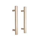 Robuste T-Bar-Griffe aus massivem Messing， Goldene Ziehgriffe Handlauf Haltegriff für Türtor Garagenschuppen， Packung mit 2 Stück für die Dekoration von Haustüren，Golden，168mm33mm,Türg