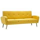 vidaXL Sofa 3-Sitzer Stoff Gelb Polstersofa Couch Stoffsofa Desig