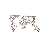 Hoagard Metal World Map Bronze Weltkarte aus Metall Bronze | 60cm x 100cm | Geometrische Metallwandkunst, Wanddek