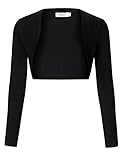 Damen Bolero Spitzen Jacke Festlich Kurz Cardigan Langarm Strickjacke Für Hochzeit Cocktailkleid, Schwarz, S
