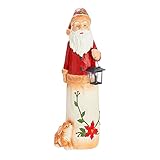Hjkl Santa Claus Resin Skulptur Outdoor Santa Claus Solarleuchten Weihnachten LED Lichter Santa Claus wartet auf Sie nach Hause, um Laternen zu bring