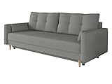 Schlafsofa mit Bettkasten und Schlaffunktion Pudous, 3 Sitzer Sofa mit Bettfunktion, Polstersofa, Bettsofa für Wohnzimmer, Couch, Wohnlandschaft (Ikar 05)