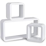WOLTU 9210-a Wandregal Cube Regal 3er Set Würfelregal Hängeregal, weiß
