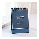 TUQYED Monatsplaner Kalender 2022 schlicht schwarz weiß grau Serie Desktop Kalender Dual Tagesplan Tischplaner Jahresplaner Organizer Büro Planung Kalender (Farbe: Stil 2-blau)