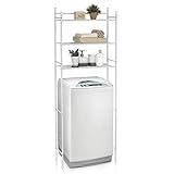 CARO-Möbel Waschmaschinenregal LAVADORA mit 3 Ablagen Toilettenregal Badezimmerregal Bad WC Stand Regal in weiß