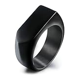 Bishilin Edelstahl Ring Männer Große 60 (19.1), Schwarz Ring Personalisiert Pfeil Siegelring Breit 9MM Paterringe Freundschaftsring für Beste F
