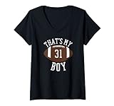 Damen That's My Boy #31 Football Number 31 Jersey Football Mom Dad T-Shirt mit V