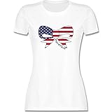 Kontinente - America Schleife - S - Weiß - America t Shirt - L191 - Tailliertes Tshirt für Damen und Frauen T-S