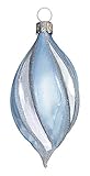 Jingle Bells Lauscha Christbaumschmuck gedrehte Form eisblau/Silber 4 Stück per Box