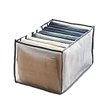 7 Gitter waschbarer Kleiderschrank Kleiderorganisator, Faltbare Jeans Fach Aufbewahrungsbox Schrank Schubladenorganisator, Kleiderschublade Mesh Separation Box (grey, 7 grids of leggings)