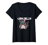 Damen Chinchillin Geschenk für Chinchilla Besitzer T-Shirt mit V