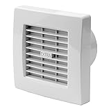Ø 100mm Badlüfter mit Automatischer Jalousie und Nachlauf-Timer - Ventilator mit Lamellen - Weiß Lüfter für Effiziente Belüftung im Bad Küche WC - Wand- & Deckenlü
