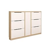 Feixunfan Schuhkipper Schuhkabinett Haushaltstür Tumbler Schrank mit Hocker kann sitzen und Schuhhocker wechseln EIN dünner schmaler Schuhschrank für Schrank Flur (Farbe : White, Size : 130x17x110cm)