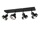 TRIO Beleuchtung LED Retro Deckenstrahler 4-flammig Schwarz matt mit runden Lamp