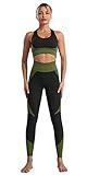 QCHENG Damen Workout Sets 2 Stück Front Reißverschluss Langarm Crop Top und Nahtlose Leggings Set Gym Kleidung Yoga Outfits - - M