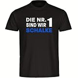 VIMAVERTRIEB® Herren T-Shirt Schalke - Die Nummer EINS - Druck:blau/weiß - Shirt Männer Fußball Fanshop Fanartikel - Größe:2XL schw