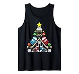 Eishockey-Handschuhe für Weihnachtsbaum, Weihnachtsbaum, Hockeyschläger Tank Top