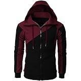 Sportjacke Herren Langarm Farbabstimmung Loose Jacke Herren Camping Bergsteigen Workout All-Match Übergangsjacke Herren Frühling Herbst Lassig Kapuzenjacke H